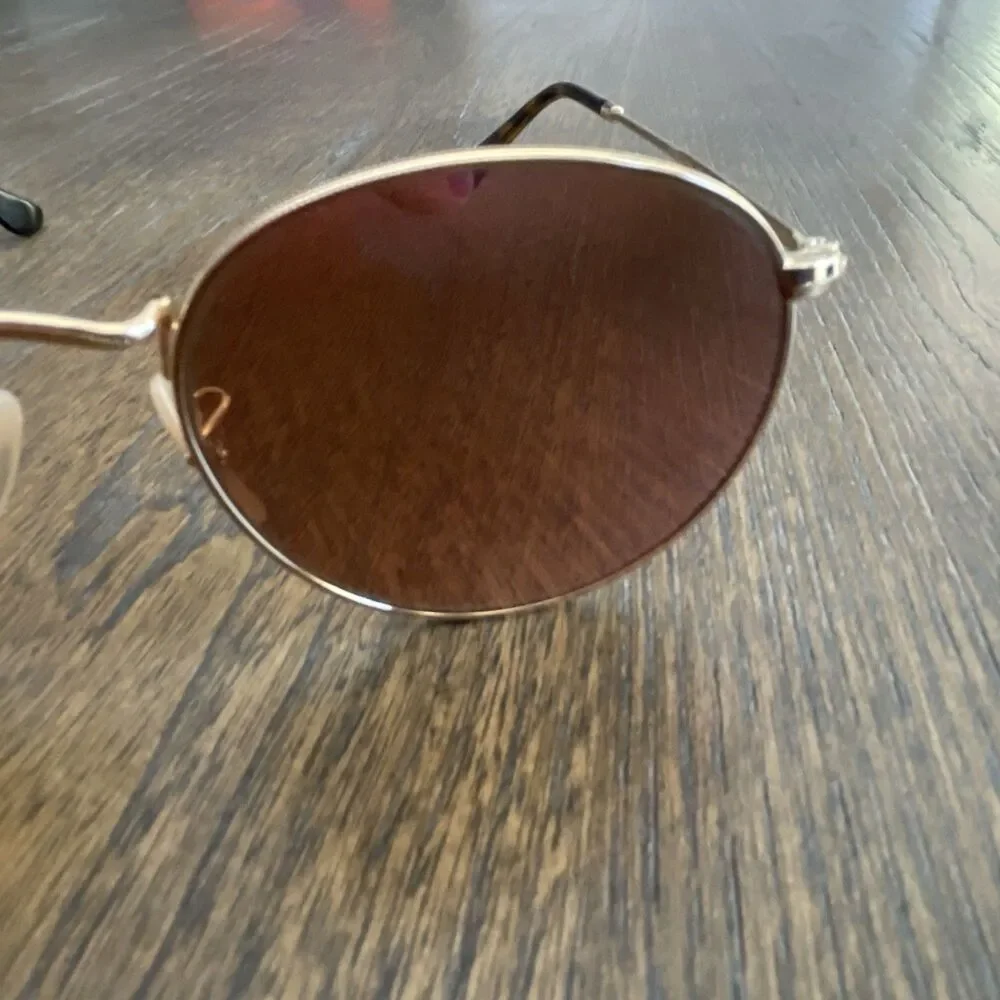 Ray-Ban RB 3447-N Round Metal Sunglasses Gold Frame Mirrored Pink Glass Lens